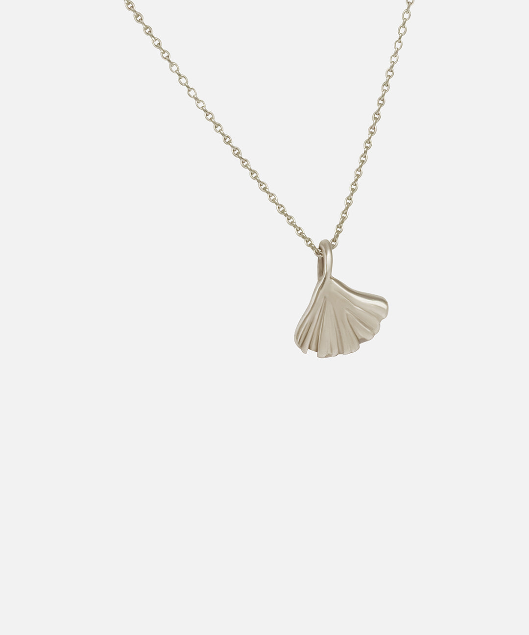 Side view of Ginkgo Necklace in 14k white gold