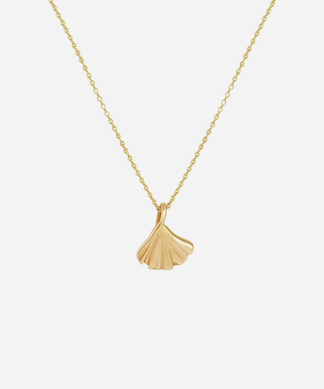 Side view of Ginkgo Necklace in 14k yellow gold