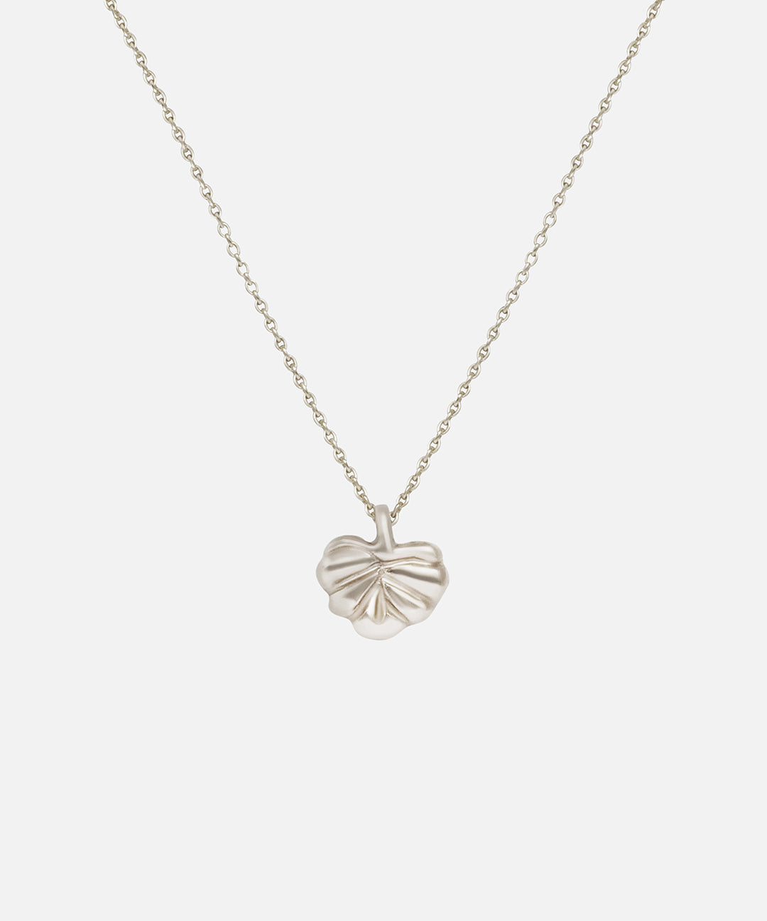 Front view of Lotus Necklace in 14k white gold