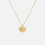 Front view of Lotus Necklace in 14k yellow gold