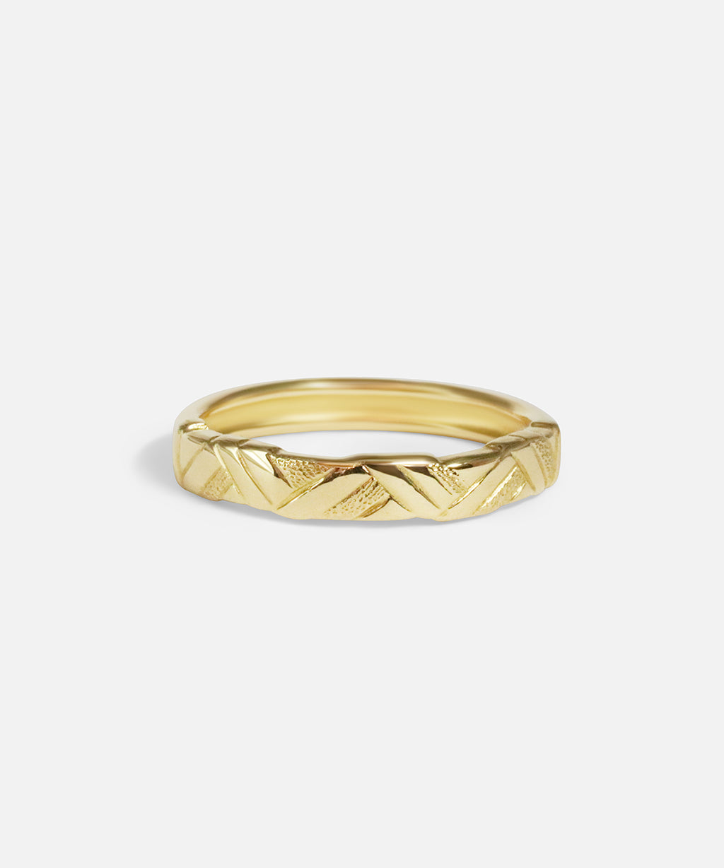 Front view of Paths Ring in 14k yellow gold by Young Sun Song