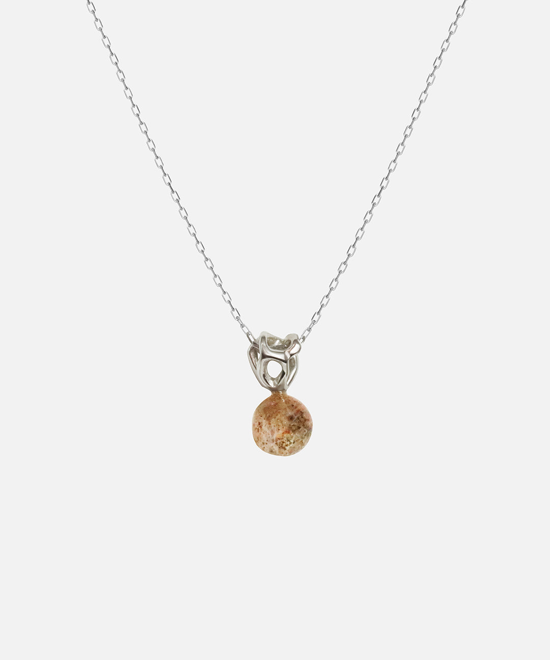 Front view of Reflections Pendant / Brown Sunstone by Young Sun Song in 14k white gold