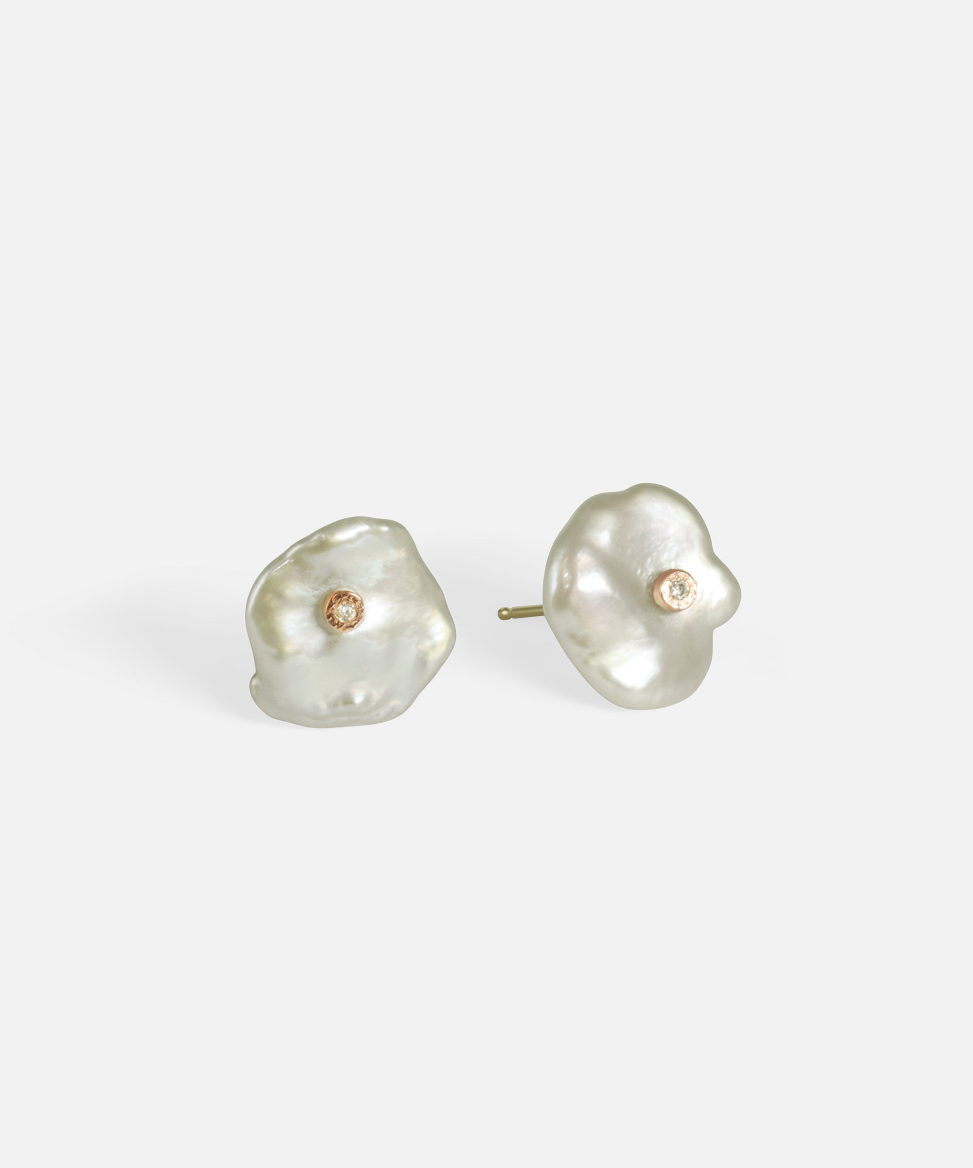 Side view of Keshi Petal Studs / IV by Ariko