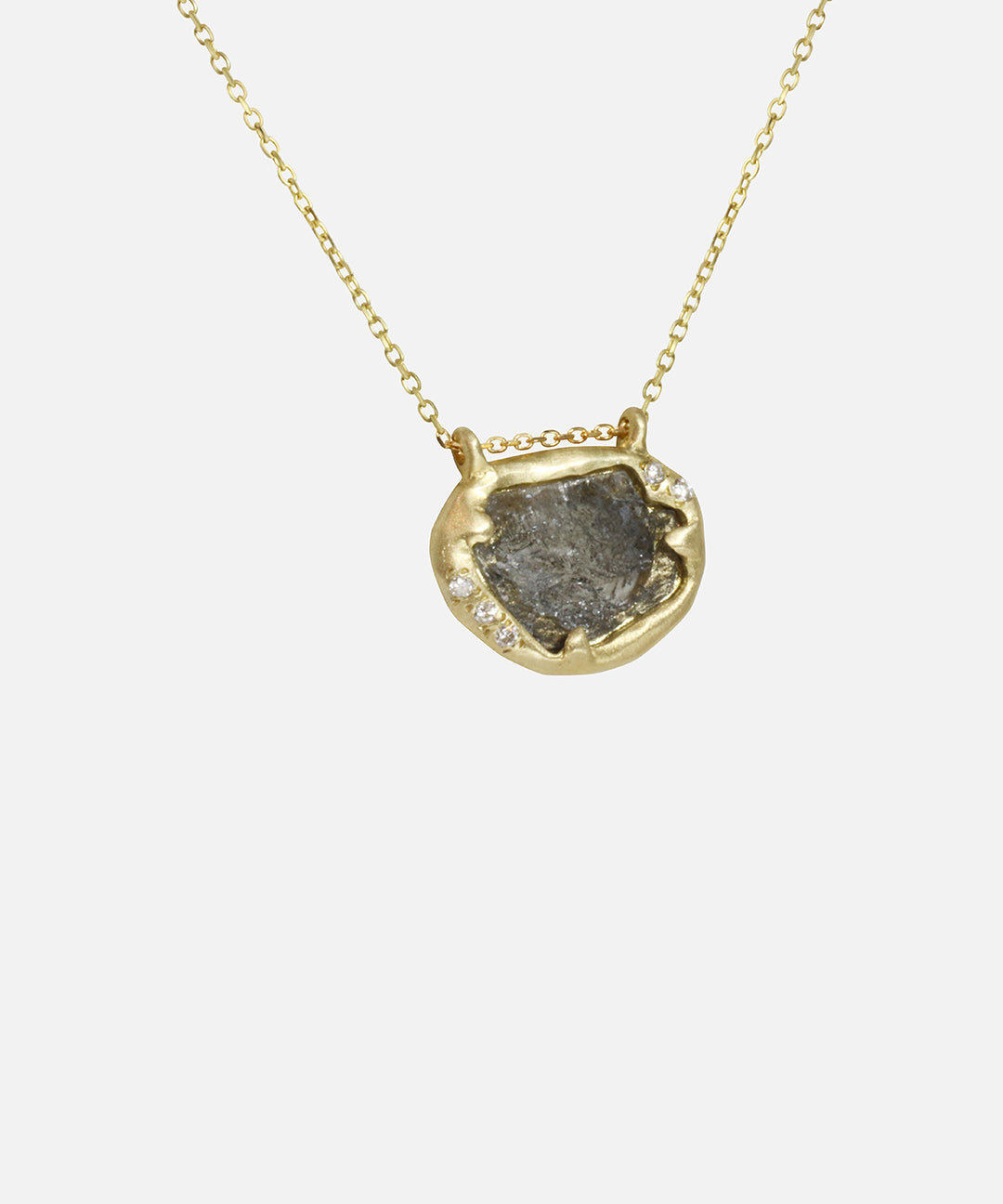 Side view of Salt and Pepper Sliced Necklace / IV by Ariko