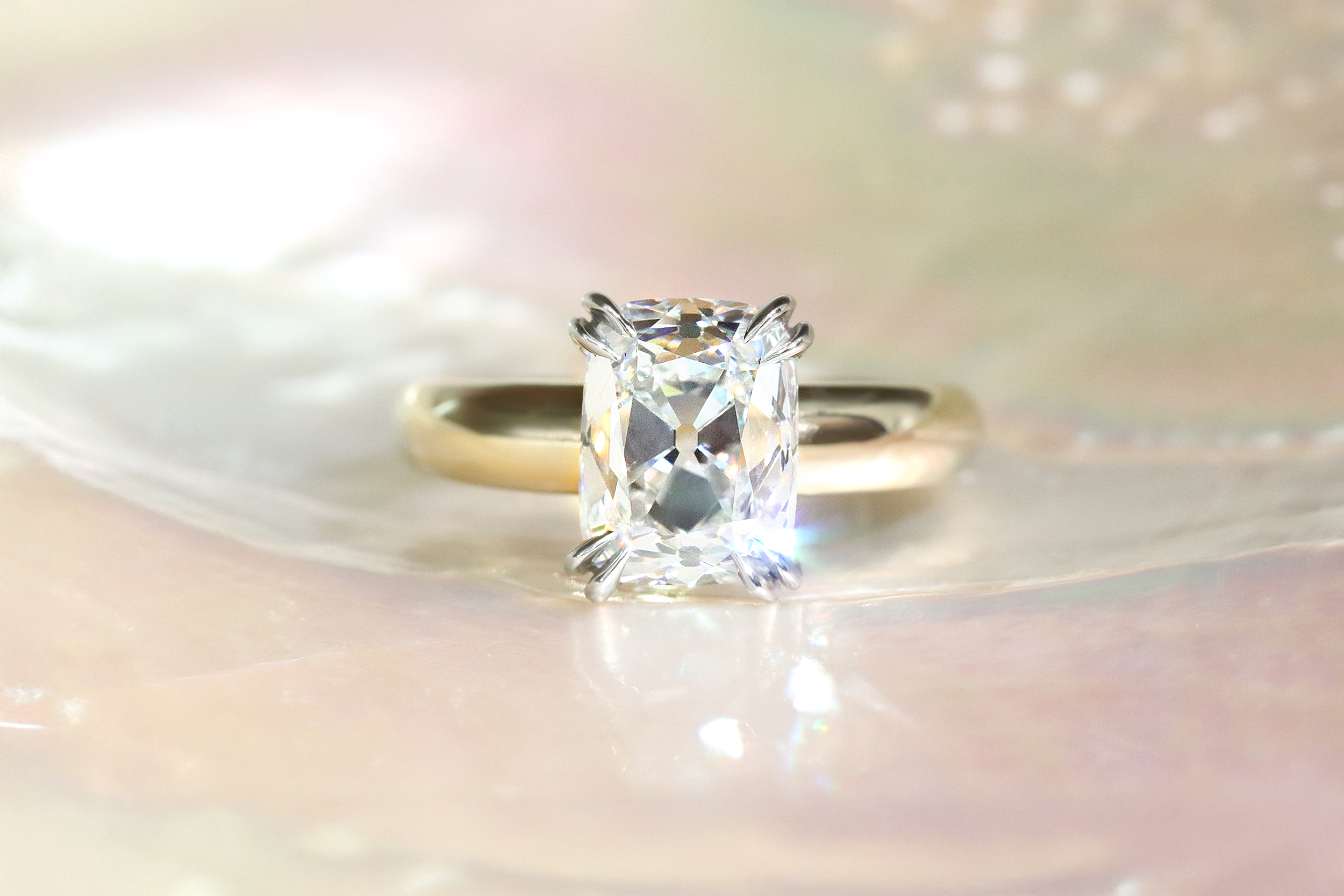 Custom white diamond engagement ring created at Fitzgerald Jewelry