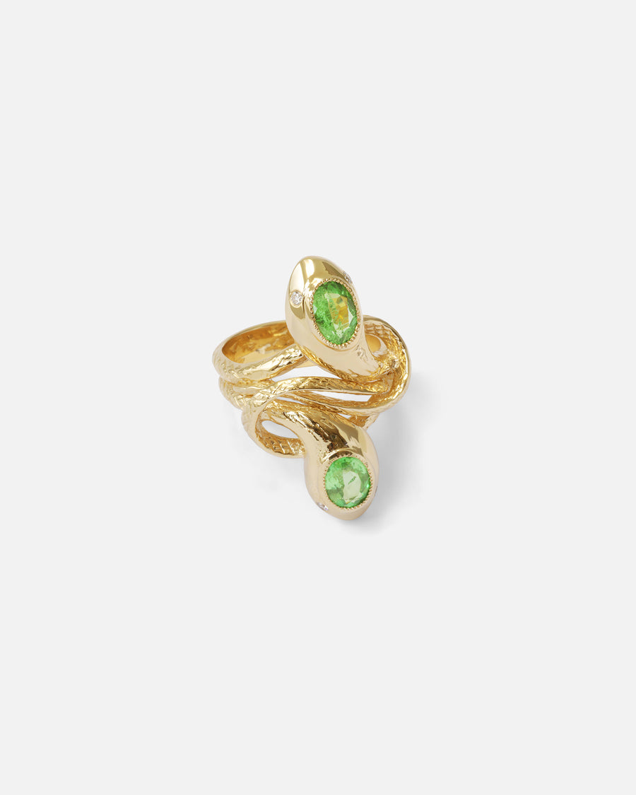 Duo Serpentes Ring / Tsavorite and Diamonds By Ides in ENGAGEMENT Category
