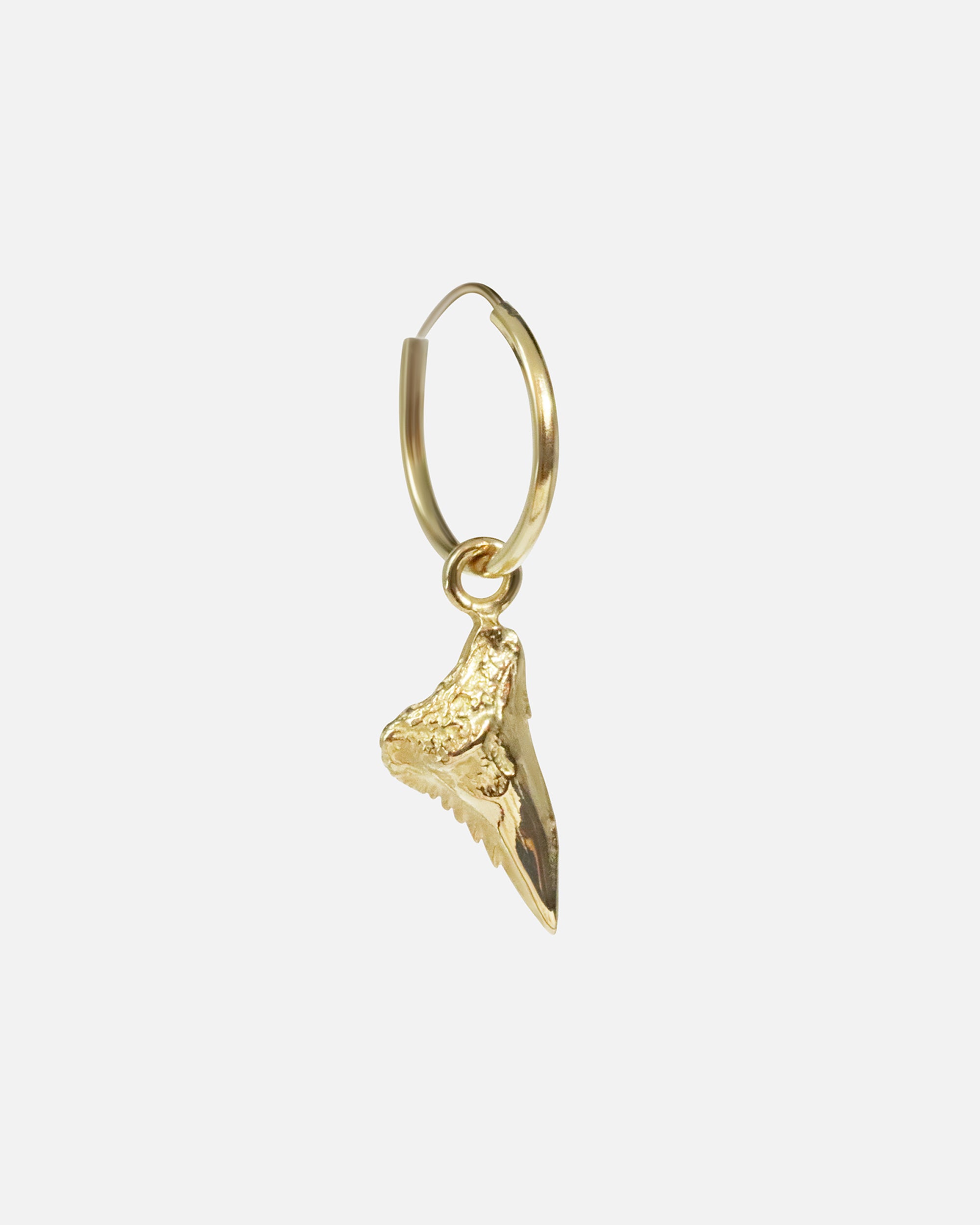 Side view of Mini Mega Ripper Charm & Huggie Hoop in 14k yellow gold by Ides