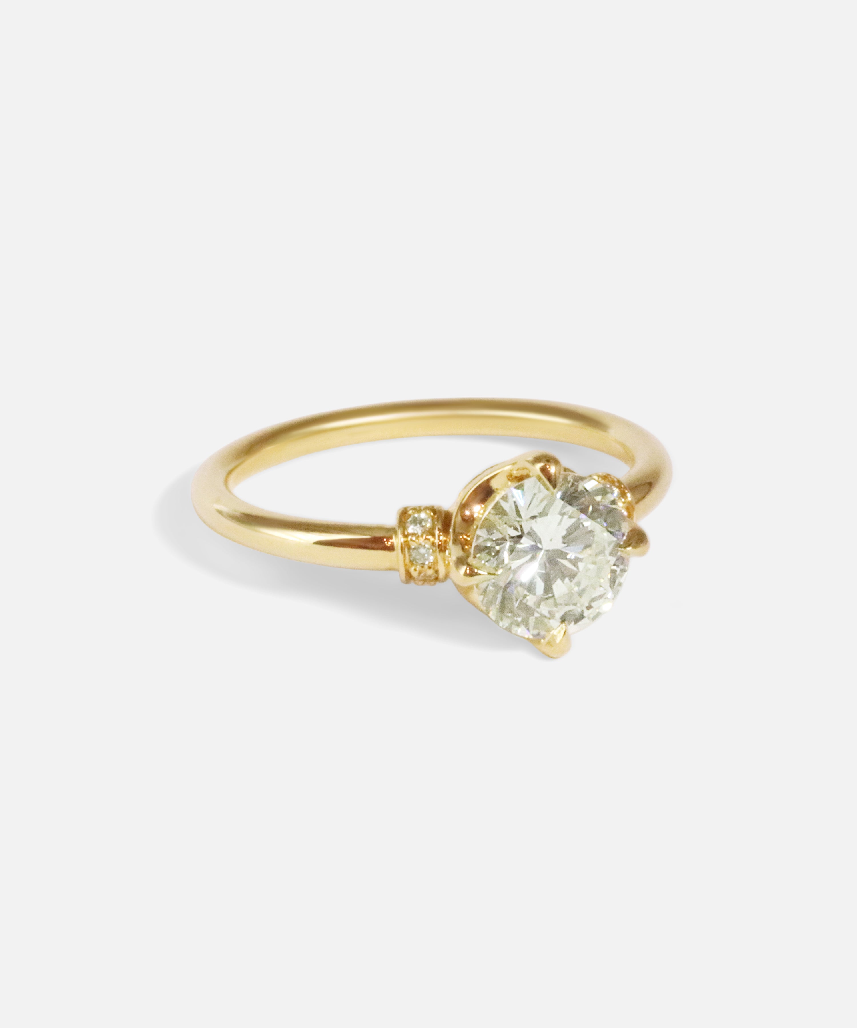 Angled side view of Lara Diamond Ring by Nishi