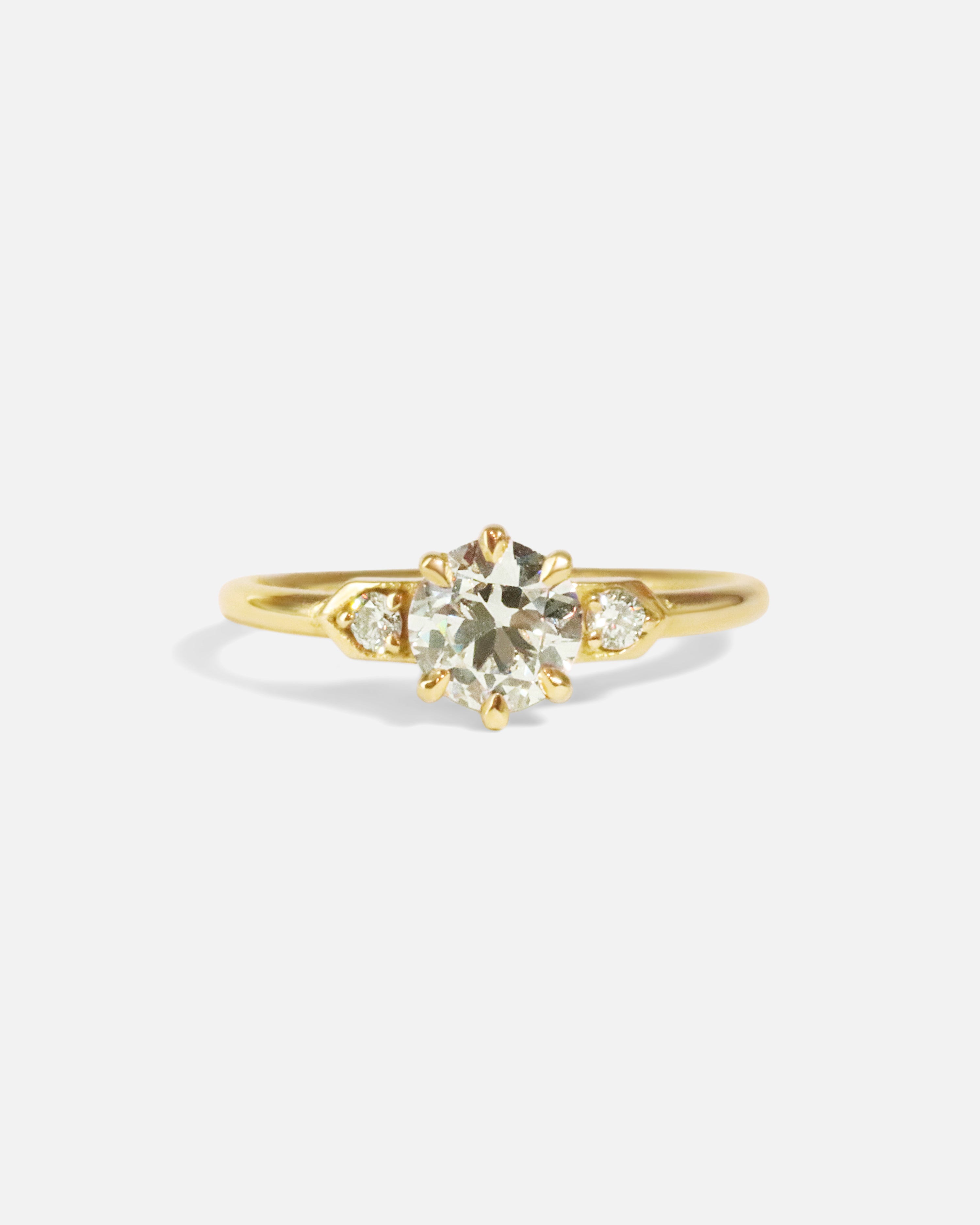 Front view of Six Prong Old European Cut Diamond Ring by Nishi