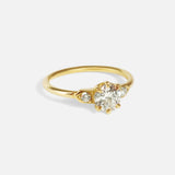 Side view of Six Prong Old European Cut Diamond Ring by Nishi