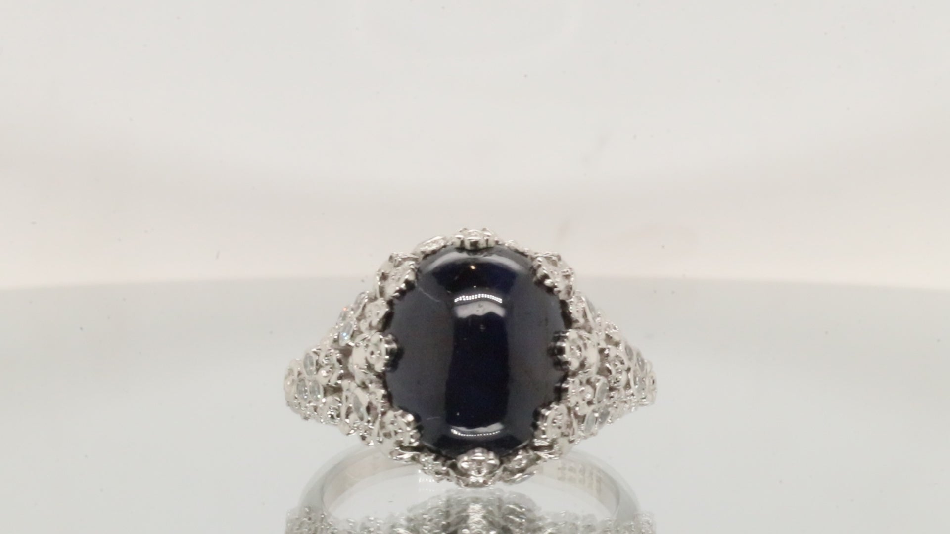 360 degree view of the Skulls & Flowers / Sapphire & Diamond Ring by Fitzgerald Jewelry