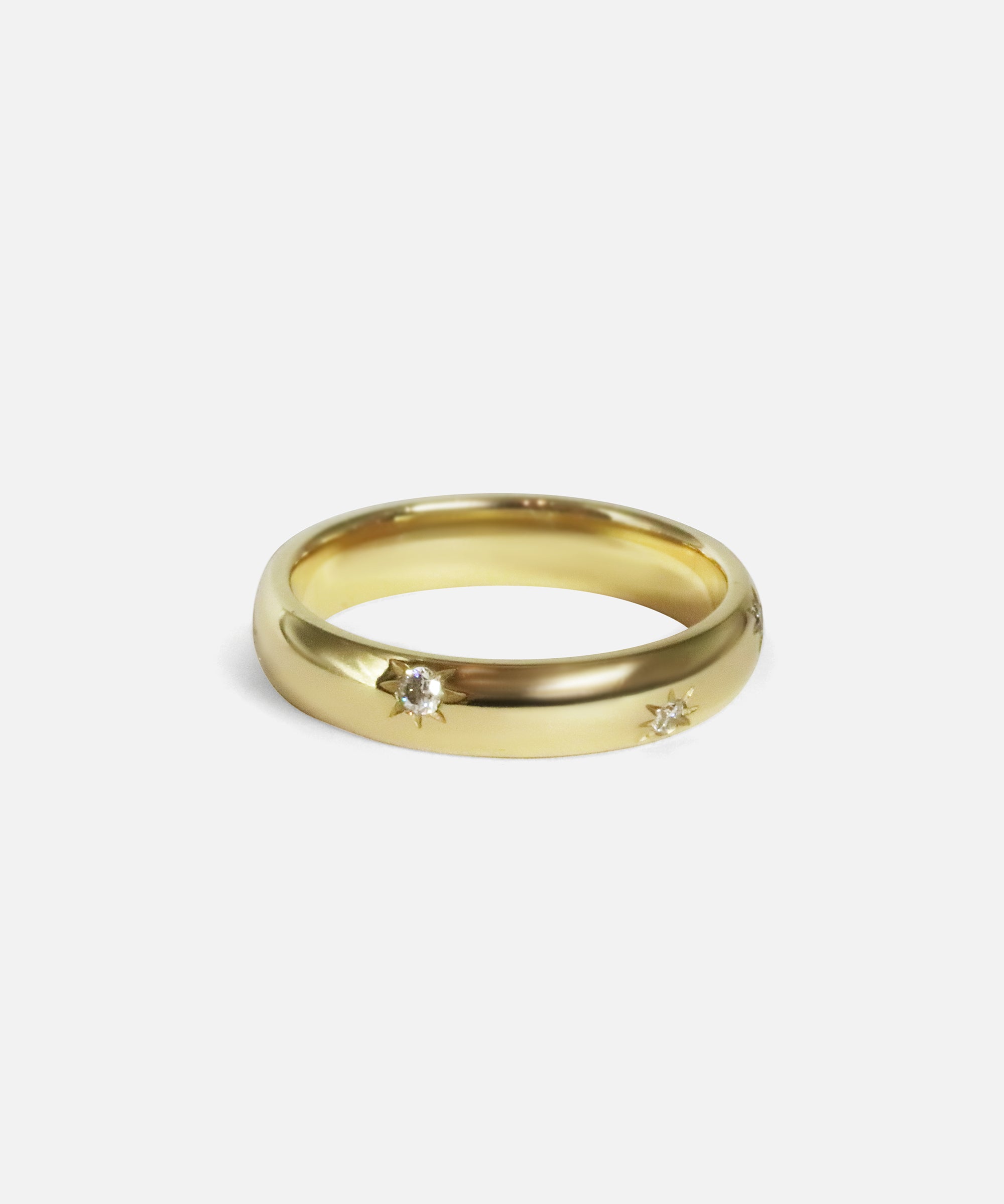 Side view of Speckle Ring in 14k yellow gold by tmrw days