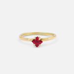 Front view of Stello / Princess Cut Ruby Ring