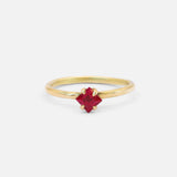 Front view of Stello / Princess Cut Ruby Ring