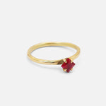 Side view of Stello / Princess Cut Ruby Ring