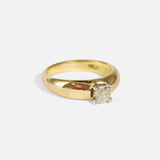Angled side view of Soft Crest / Old Mine Cut Diamond Ring by Young Sun Song