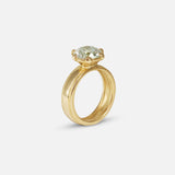 Angled side profile view of Parallel Band / Lab Round Brilliant Diamond by Young Sun Song