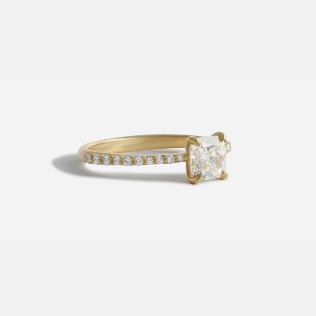 Lara / White Cushion + Pave Ring By fitzgerald jewelry