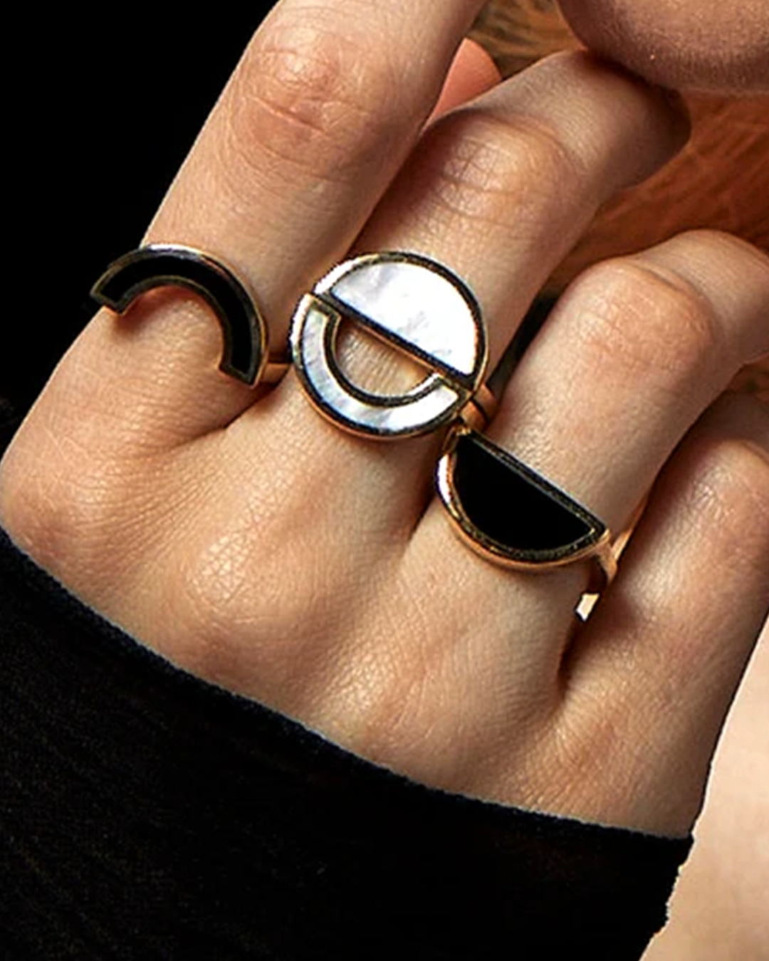 One Half / Mother of Pearl Ring By Casual Seance in rings Category