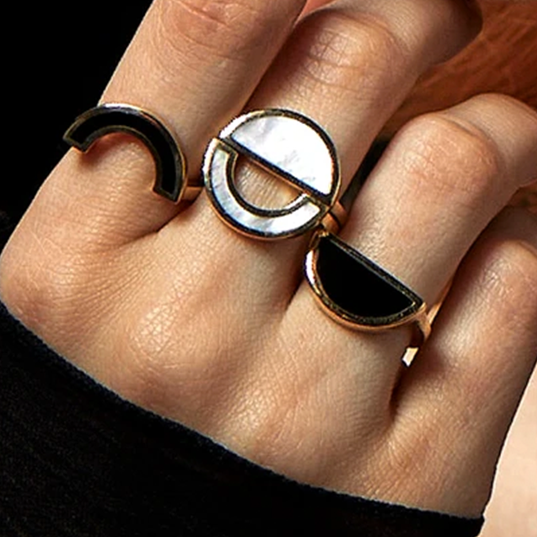 Rainbow / Mother of Pearl Ring By Casual Seance in rings Category