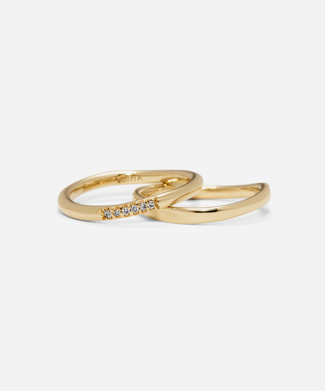 Wave Band / Small Pave 6 Diamonds By Hiroyo