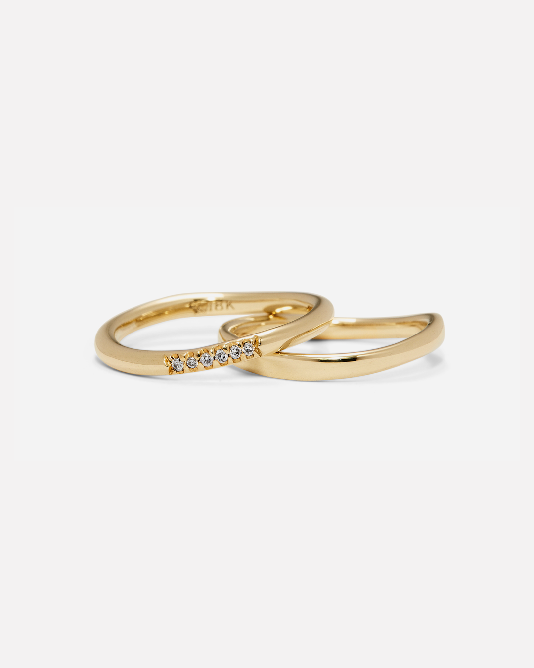 Wave Band / Small Pave 6 Diamonds By Hiroyo in WEDDING Category
