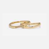 Wave Band / Small Pave 6 Diamonds By Hiroyo in WEDDING Category