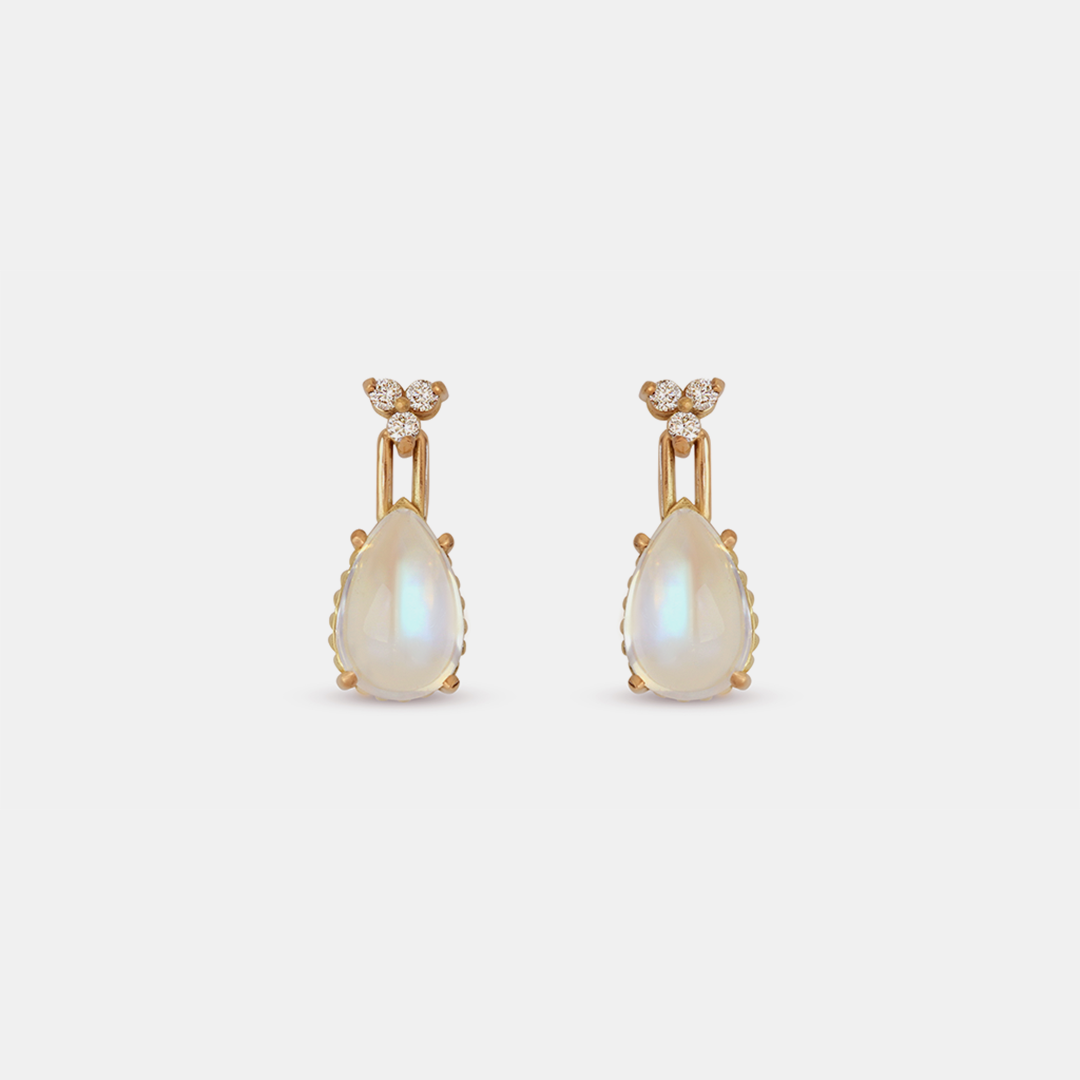 Skull Moonstone + Diamond Drop Earrings By fitzgerald jewelry in earrings Category