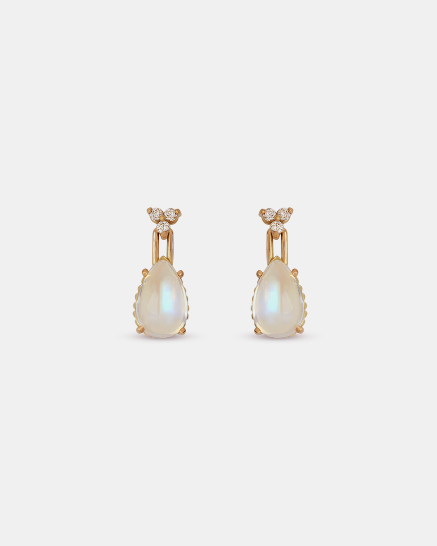 Skull Moonstone + Diamond Drop Earrings By fitzgerald jewelry in earrings Category