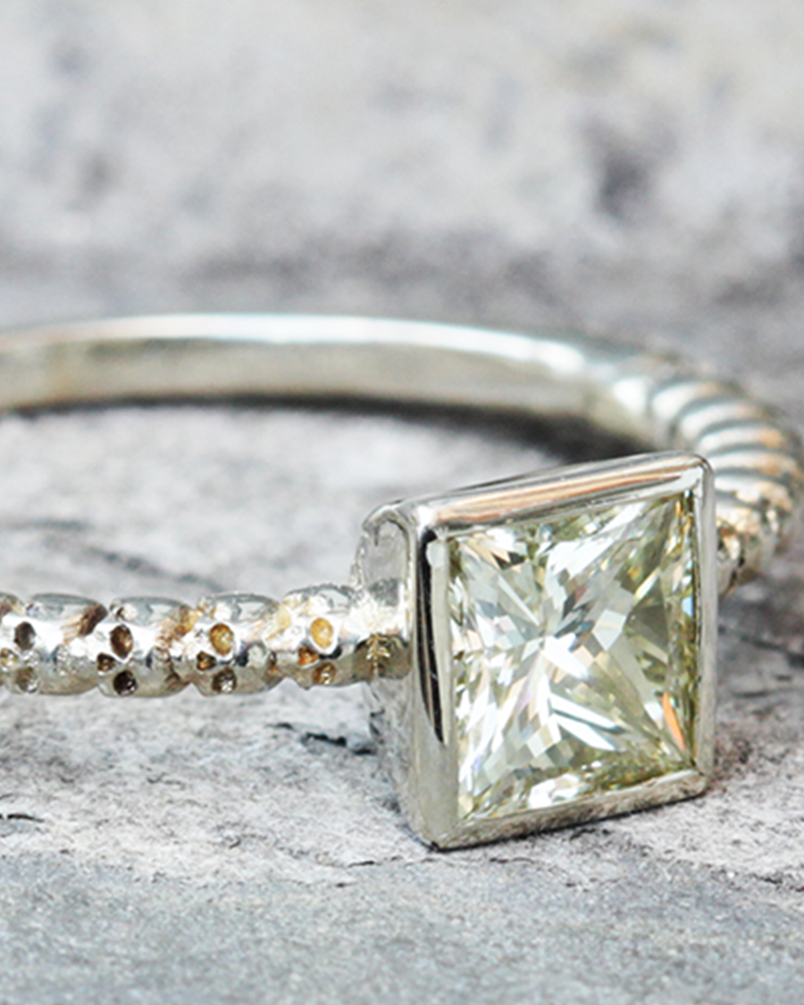 Square Bezel Skull Shank / White Diamond By fitzgerald jewelry in ENGAGEMENT Category
