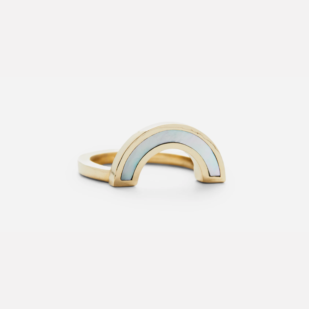Rainbow / Mother of Pearl Ring By Casual Seance