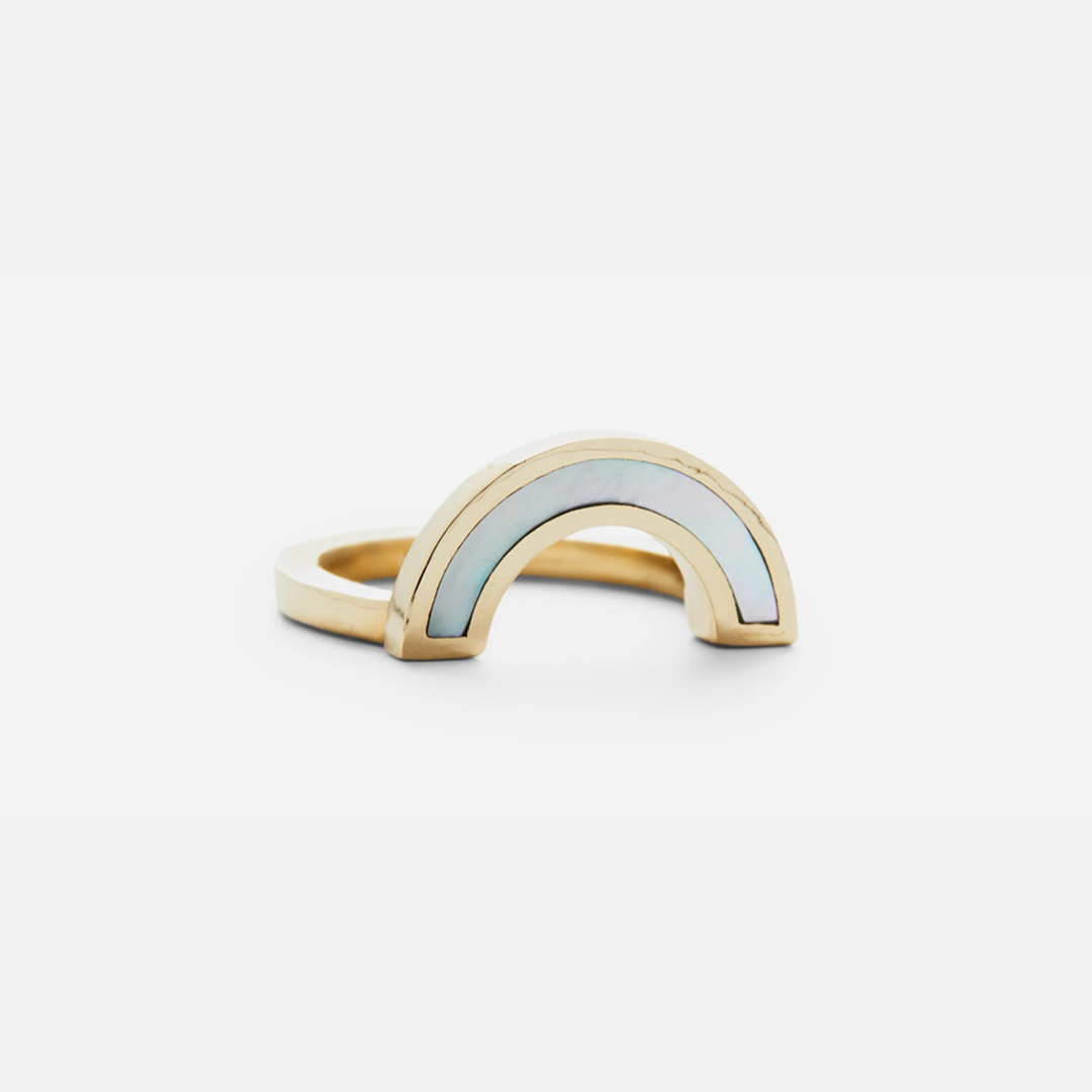 Rainbow / Mother of Pearl Ring By Casual Seance in rings Category
