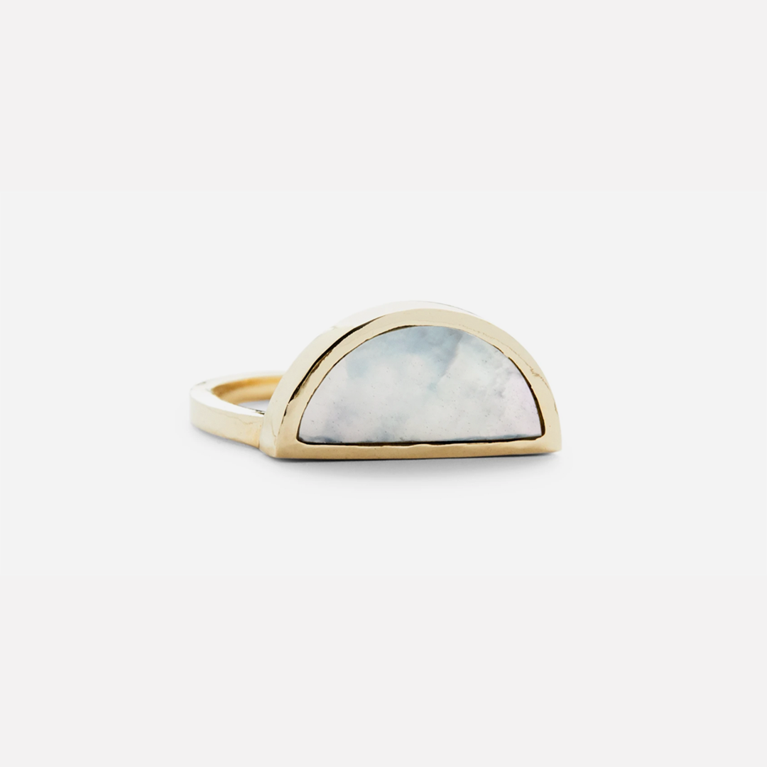One Half / Mother of Pearl Ring By Casual Seance in rings Category