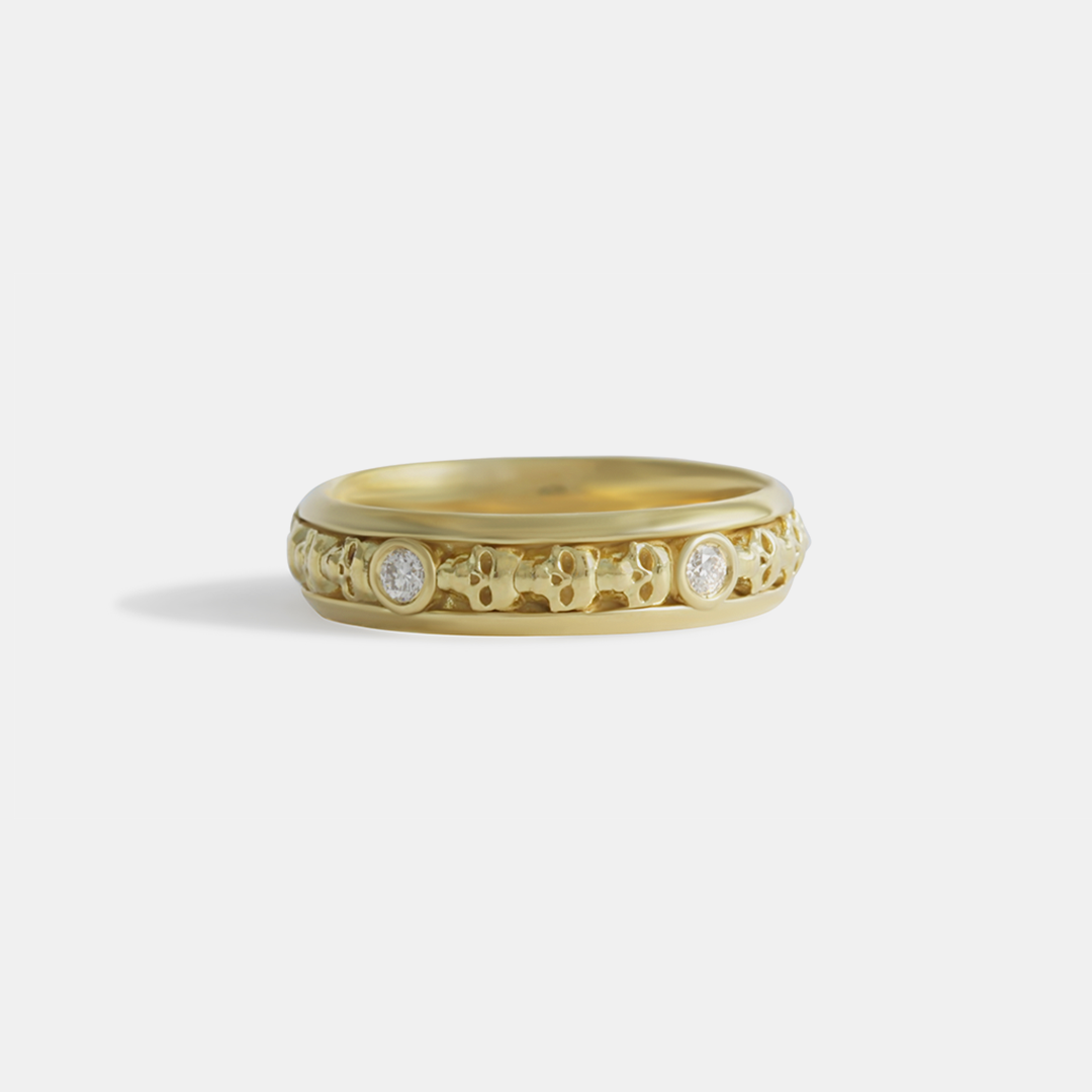 Skulls In A Line / 5 Stones Bezel By fitzgerald jewelry in WEDDING Category