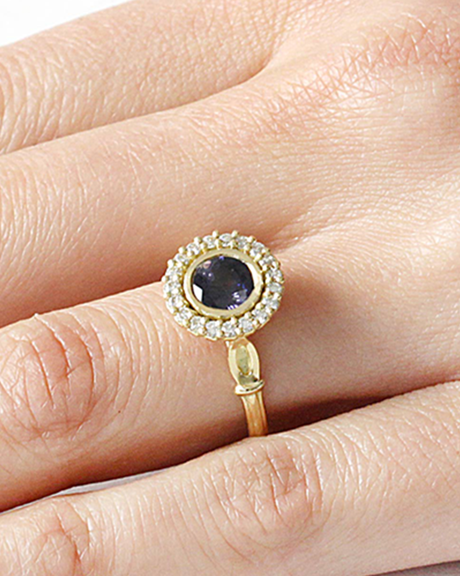 Skull Halo / Purple Sapphire By fitzgerald jewelry in ENGAGEMENT Category