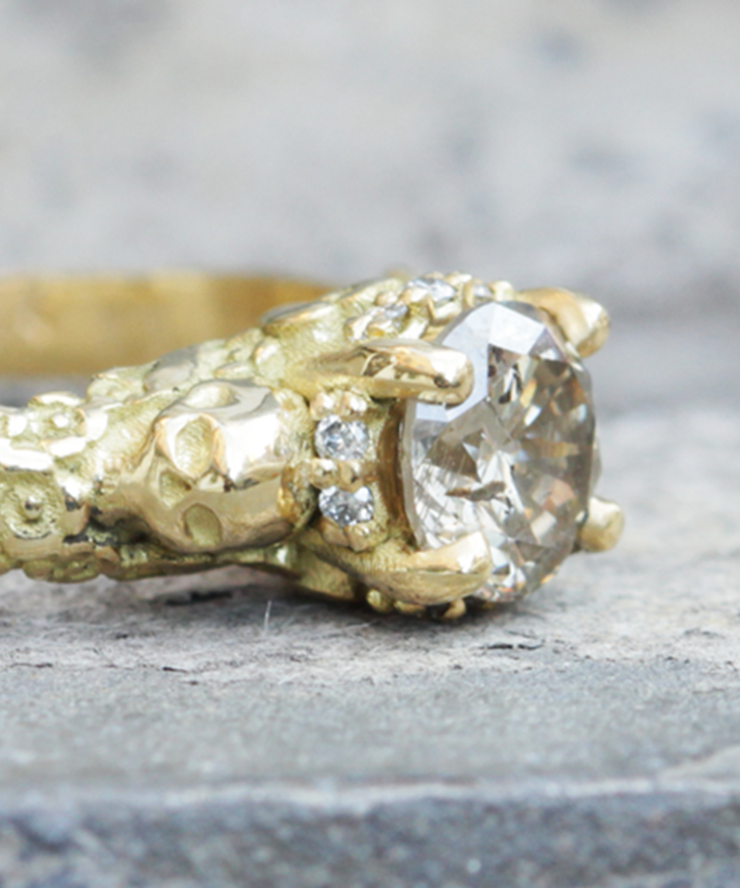 Lifestyle close up detail shot of Skull and Flower Halo / Grey Diamond