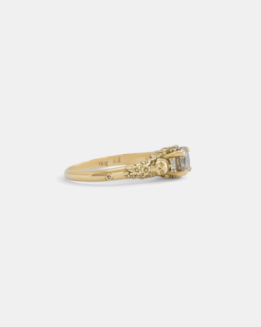 Skull and Flower Halo / Grey Diamond By fitzgerald jewelry in ENGAGEMENT Category