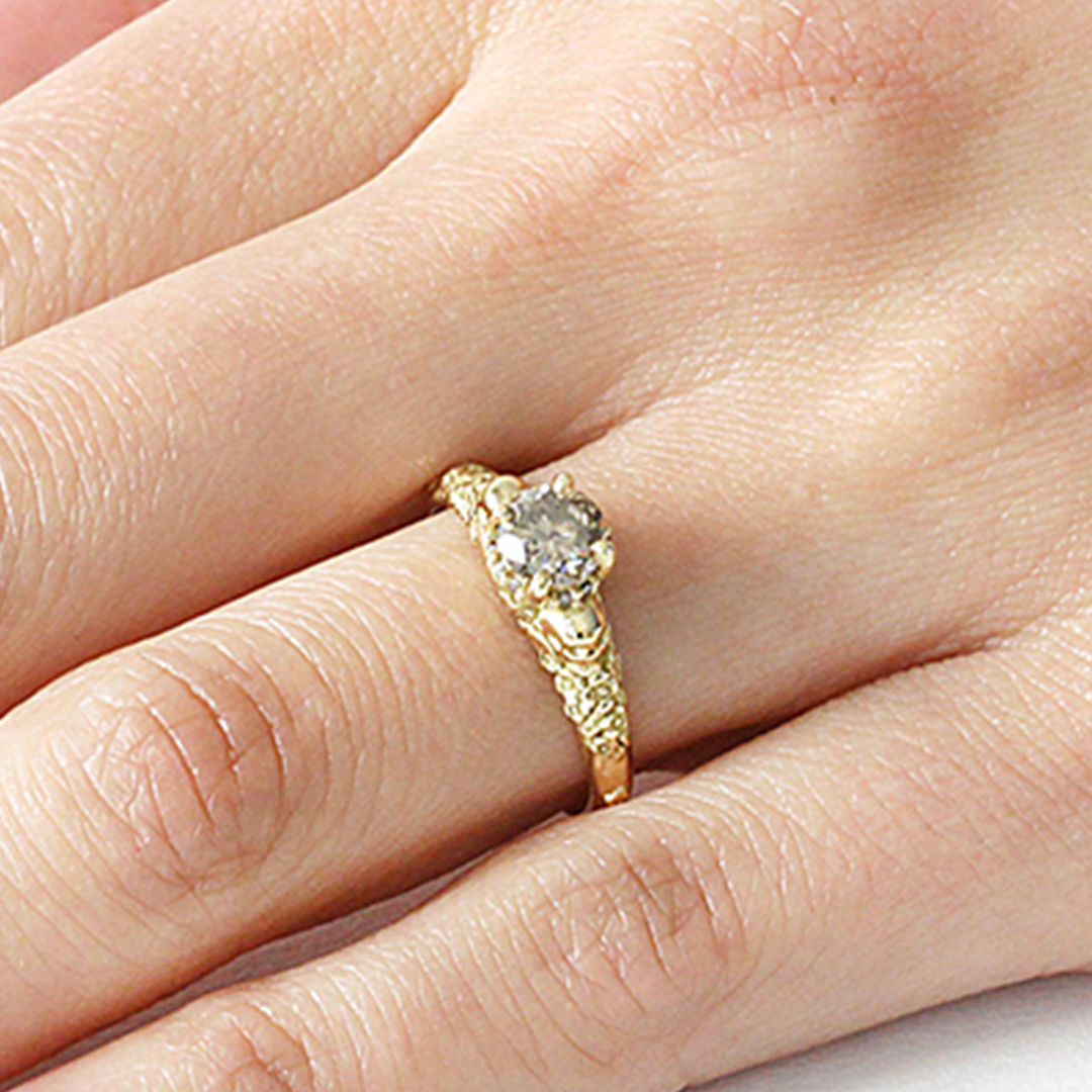 Skull and Flower Halo / Grey Diamond By fitzgerald jewelry in ENGAGEMENT Category
