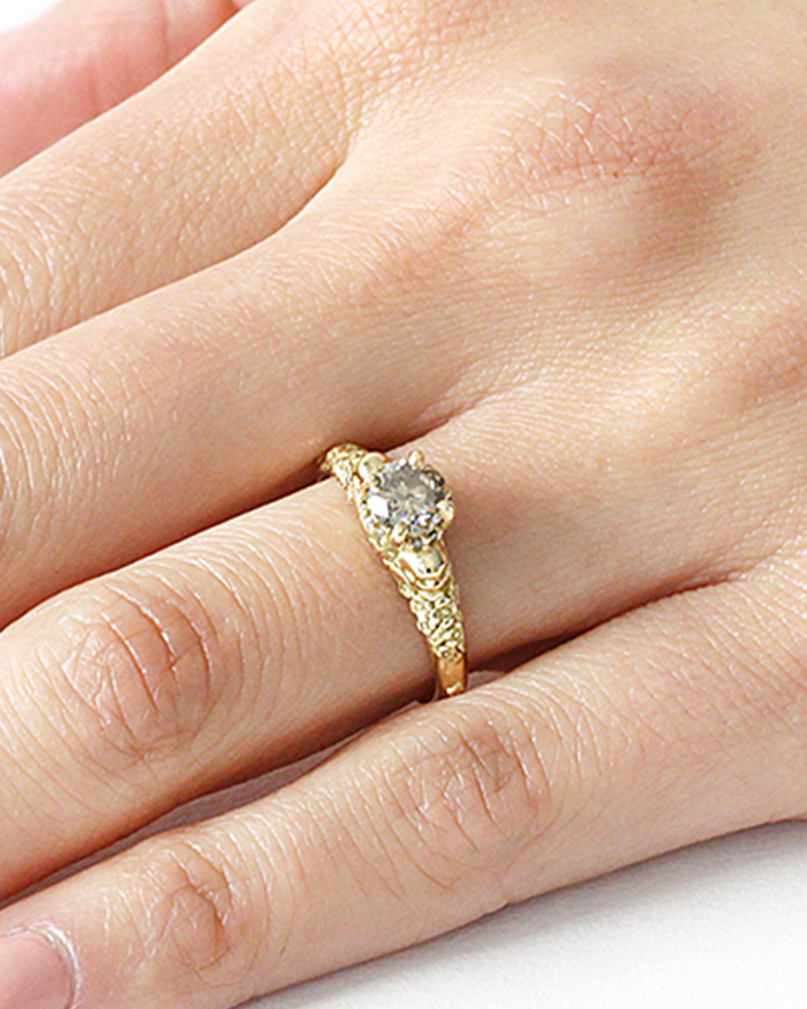 Skull and Flower Halo / Grey Diamond By fitzgerald jewelry in ENGAGEMENT Category