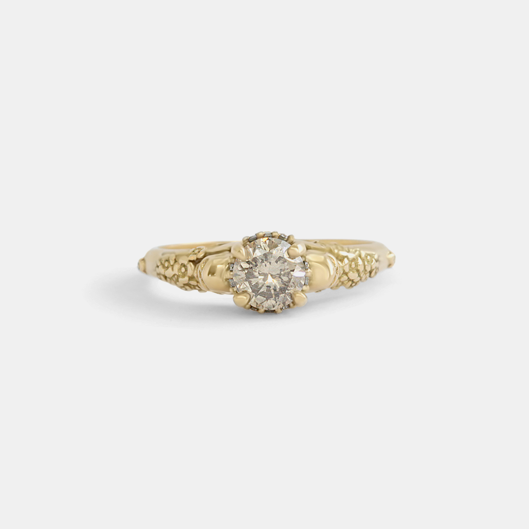 Skull and Flower Halo / Grey Diamond By fitzgerald jewelry in ENGAGEMENT Category