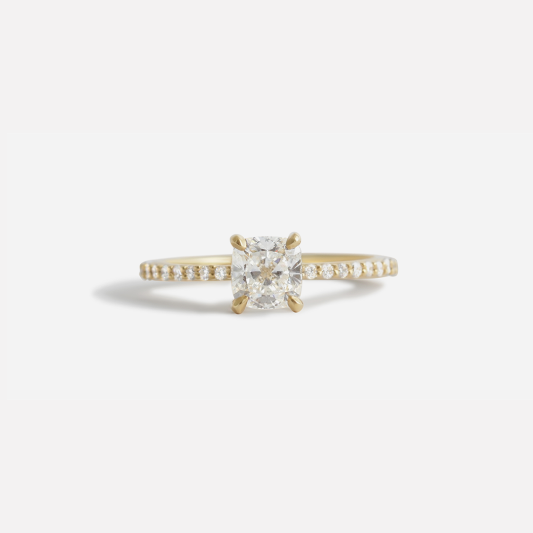 Lara / White Cushion + Pave Ring By fitzgerald jewelry in ENGAGEMENT Category