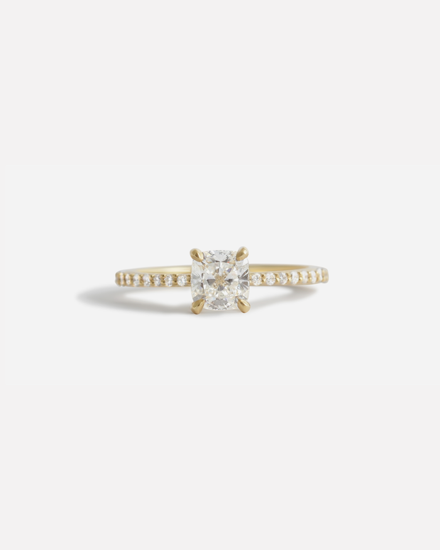 Lara / White Cushion + Pave Ring By fitzgerald jewelry in ENGAGEMENT Category