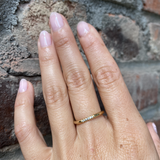 Wave Band / Small Pave 6 Diamonds Ready To Ship 18k Yellow Gold in Size 6.75 with Polished Finish By Hiroyo in WEDDING Category