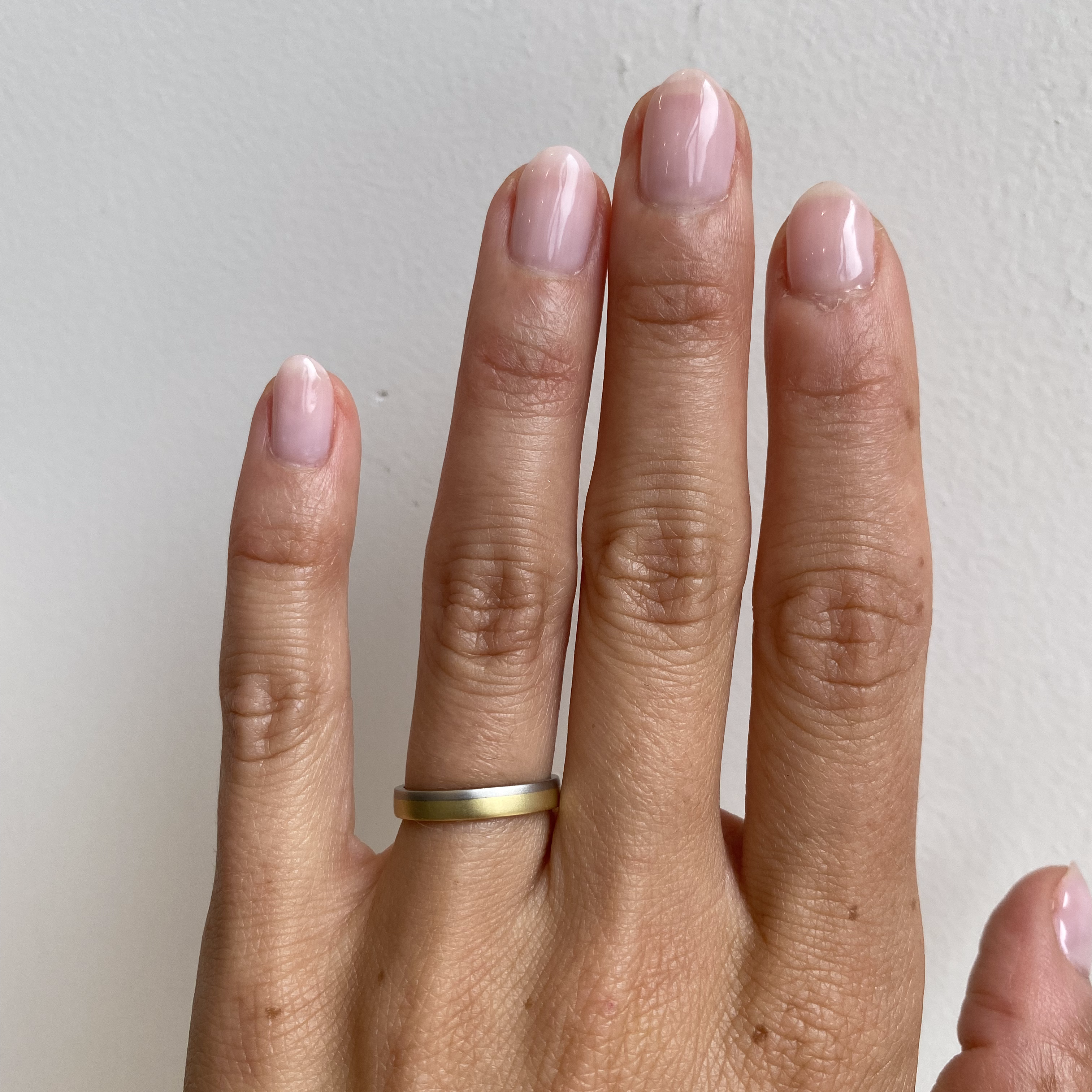 Flat Band / 2-Tone Ready To Ship 2-Tone in Size 5 with Sandblasted Finish By fitzgerald jewelry in WEDDING Category