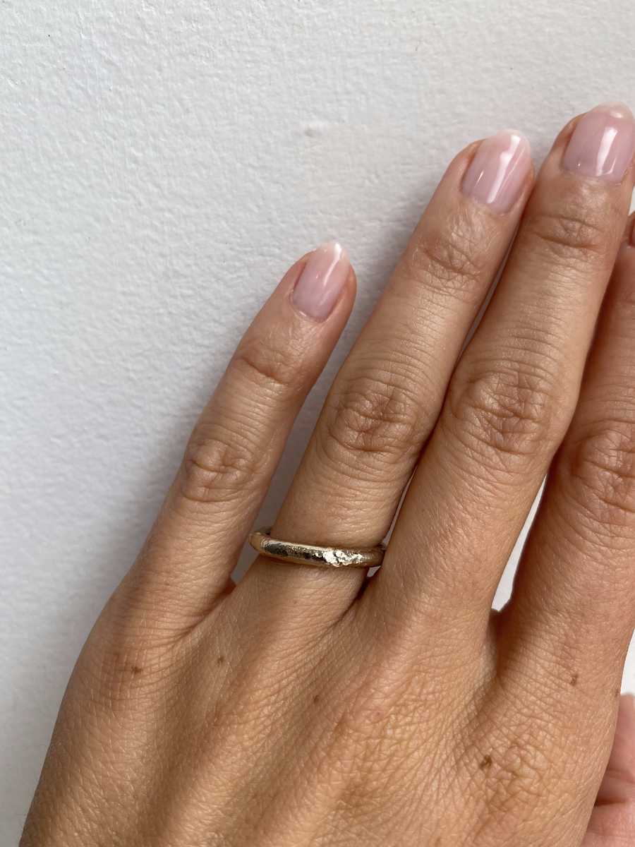 Round Band / 3.35mm Reticulated Ready To Ship 14K White Gold in Size 6 with Polished Finish By fitzgerald jewelry in WEDDING Category