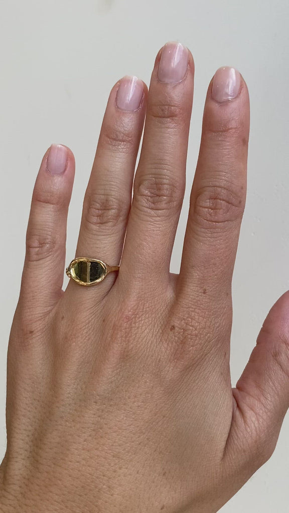 Model shows different angles of Reflection Ring I while wearing the piece on the ring finger
