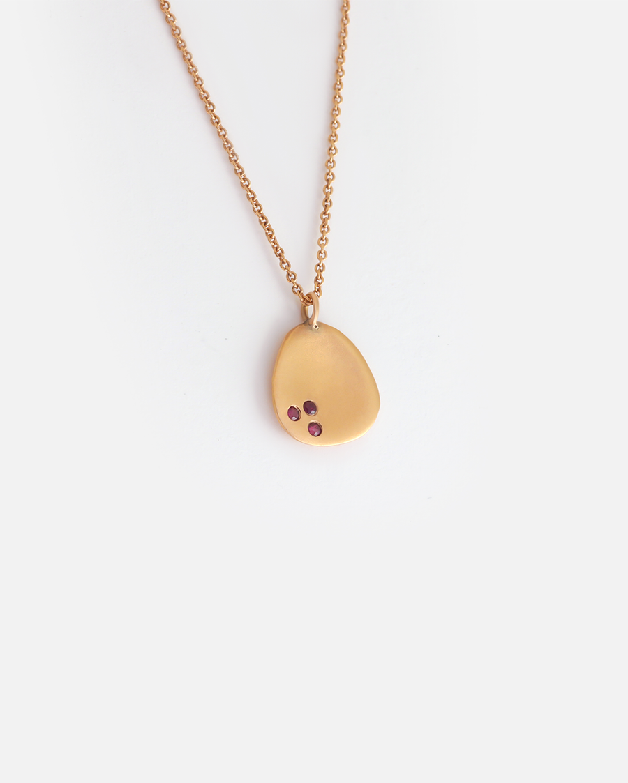 Leaf / Small Rose Gold + Rubies Pendant By Hiroyo in pendants Category
