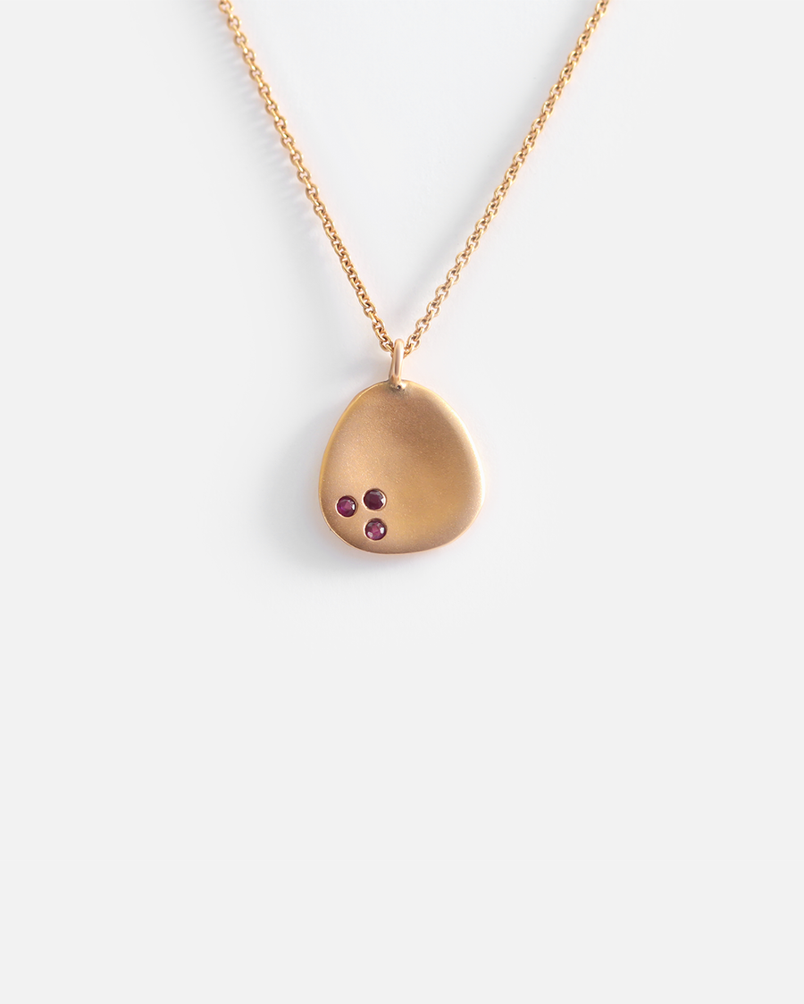 Leaf / Small Rose Gold + Rubies Pendant By Hiroyo in pendants Category