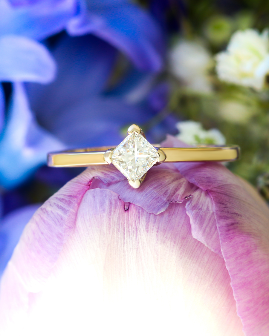 Solitaire Ring / Princess Cut Diamond By Nishi in ENGAGEMENT Category