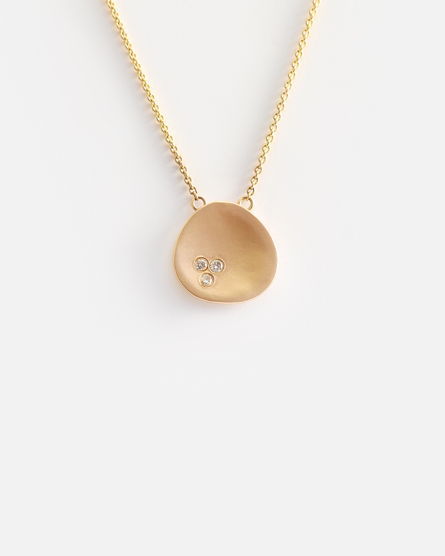 Leaf / Large Yellow Gold + Diamonds Pendant By Hiroyo in pendants Category